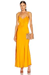 Self-portrait Frilled Jacquard Dress In Yellow