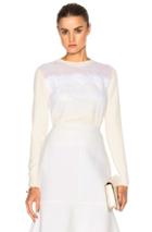 Oscar De La Renta Lace Insert Pullover Sweater In White