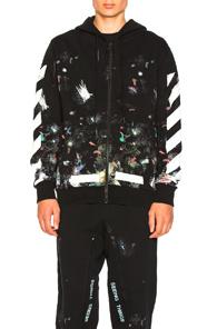 Off-white Diagonal Galaxy Brushed Zip Hoodie In Abstract,black
