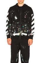 Off-white Diagonal Galaxy Brushed Zip Hoodie In Abstract,black