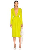 Cushnie Plunging Long Sleeve Dress In Green