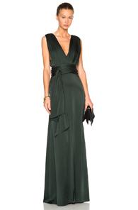 Victoria Beckham Draped Floor Length Dress In Green