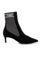 Fendi Rockoko Velvet Ankle Boots In Black