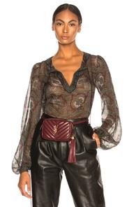 Saint Laurent Paisley Print Blouse In Green,floral