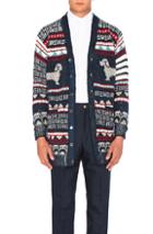 Thom Browne Hector Browne Fair Isle Jacquard Cardigan In Blue,stripes