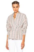 Isabel Marant Silvia Wrap Top In Pink,stripes,white