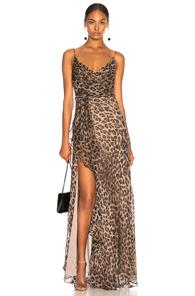 Nicholas Tie Front Maxi Dress In Animal Print,brown,neutrals