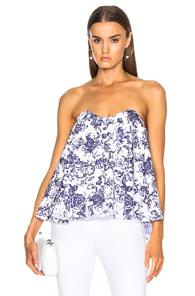 Caroline Constas For Fwrd Coco Top In Floral,white