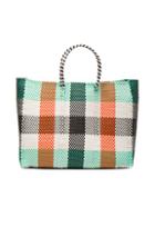 Truss Large Tote In Orange,white,green,checkered & Plaid