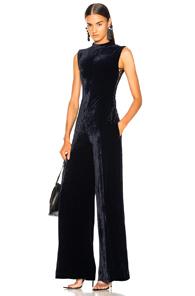 Stella Mccartney Sleeveless Velvet Jumpsuit In Blue