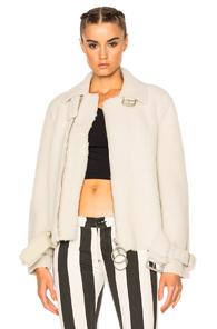 Off-white Shearling Fur Jacket In White