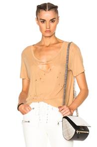 Unravel Destroyed Jersey Basic Tee In Neutrals