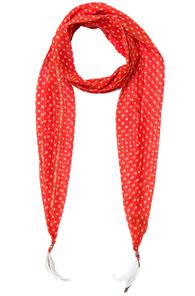 Roberto Cavalli Thin Printed Scarf In Metallics,red,geometric Print
