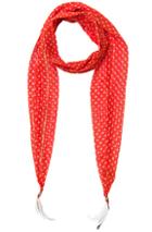Roberto Cavalli Thin Printed Scarf In Metallics,red,geometric Print