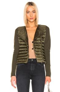 Moncler Asymmetric Zip Cardigan In Green