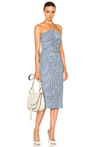 Veronica Beard Birdie Bow Dress In Blue,checkered & Plaid