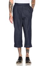 J.w. Anderson Crop Pleat Back Trousers In Blue