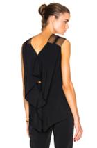 Roland Mouret Dave Double Crepe & Lace Top In Black