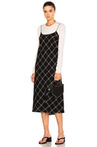 Tibi Strappy Bias Dress In Black,checkered & Plaid