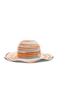 Maison Michel For Fwrd Short Capeline Paper Straw Hat In Neutrals,orange,stripes