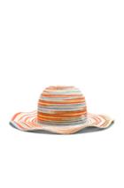 Maison Michel For Fwrd Short Capeline Paper Straw Hat In Neutrals,orange,stripes