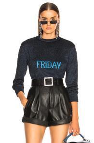 Alberta Ferretti Friday Lurex Crewneck Sweater In Black,blue