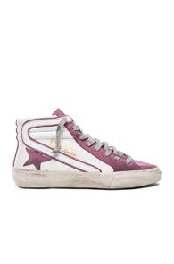 Golden Goose Leather Slide Sneakers In Pink,white