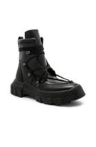 Rick Owens Leather Lace Up Hiking Boots In Black