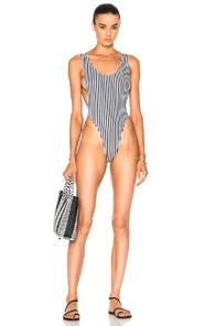 Norma Kamali Marissa Swimsuit In Black,stripes,white