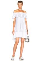 Alberta Ferretti Cotton Satin Off The Shoulder Dress In White