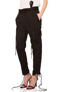 Saint Laurent Lace Up Military Gabardine Pants In Black