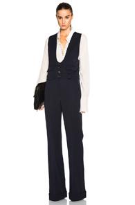 Chloe Wool Twill Tailoring Jumpsuit In Blue