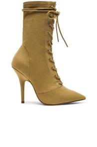 Yeezy Season 6 Stretch Canvas Lace Up Ankle Boots In Neutrals