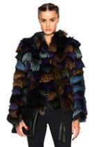 Roberto Cavalli Patchwork Fox Fur Jacket In Black,purple,orange