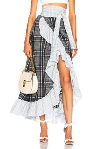 Ganni Charron Skirt In Blue,checkered & Plaid