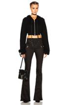 Unravel Cropped Cashmere Oversize Sleeve Hoodie In Black