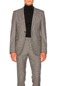 Calvin Klein 205w39nyc Fancy Wool Check Single Breasted Jacket In Gray,checkered & Plaid