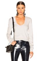 Unravel V Neck Long Sleeve Knit Top In Gray