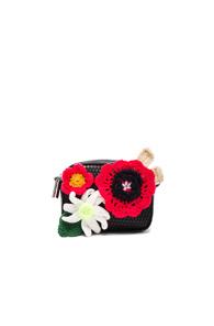 Christopher Kane Mesh & Leather Minaudiere In Black,floral,red