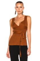 Victoria Beckham Irregular Knit Top W/bra And Bow Detail In Brown,orange