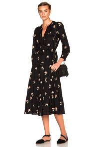 Ulla Johnson Clementine Floral Print Swiss Dot Dress In Black,floral