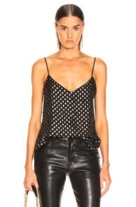 L'agence Jane Spaghetti Strap Top In Black,metallic,polka Dots