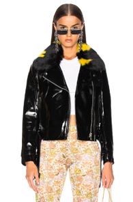 Shrimps Faux Fur & Leather Alby Jacket In Black