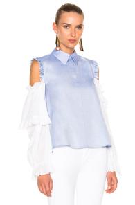 Sandy Liang Flipper Top In Blue,white