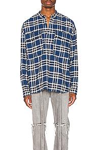 Fear Of God Pullover Henley In Blue,plaid