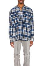 Fear Of God Pullover Henley In Blue,plaid