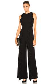 Jonathan Simkhai Fwrd Exclusive Ruffle Crepe Jumpsuit In Black
