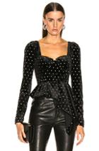 Self-portrait Asymmetric Velvet Diamante Top In Black