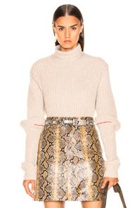 Victoria Beckham Tucked Sleeve Polo Neck Top In Neutrals