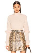 Victoria Beckham Tucked Sleeve Polo Neck Top In Neutrals
